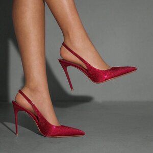 Red Sexy Women's High Heel Rhinestone Stilettos